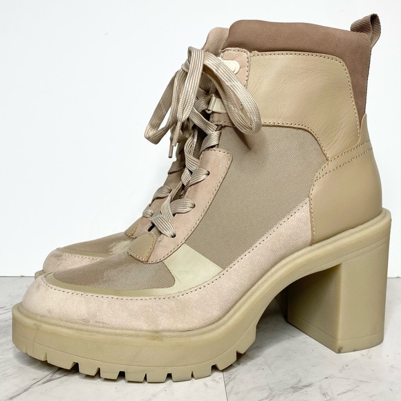 Dolce Vita Collin Tan Lace Up Heeled Bootie 9 - Picture 1 of 16